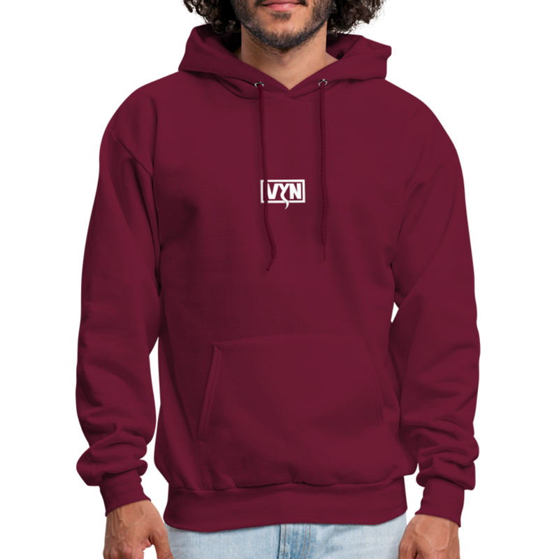 VYN Men's Hoodie white logo - burgundy