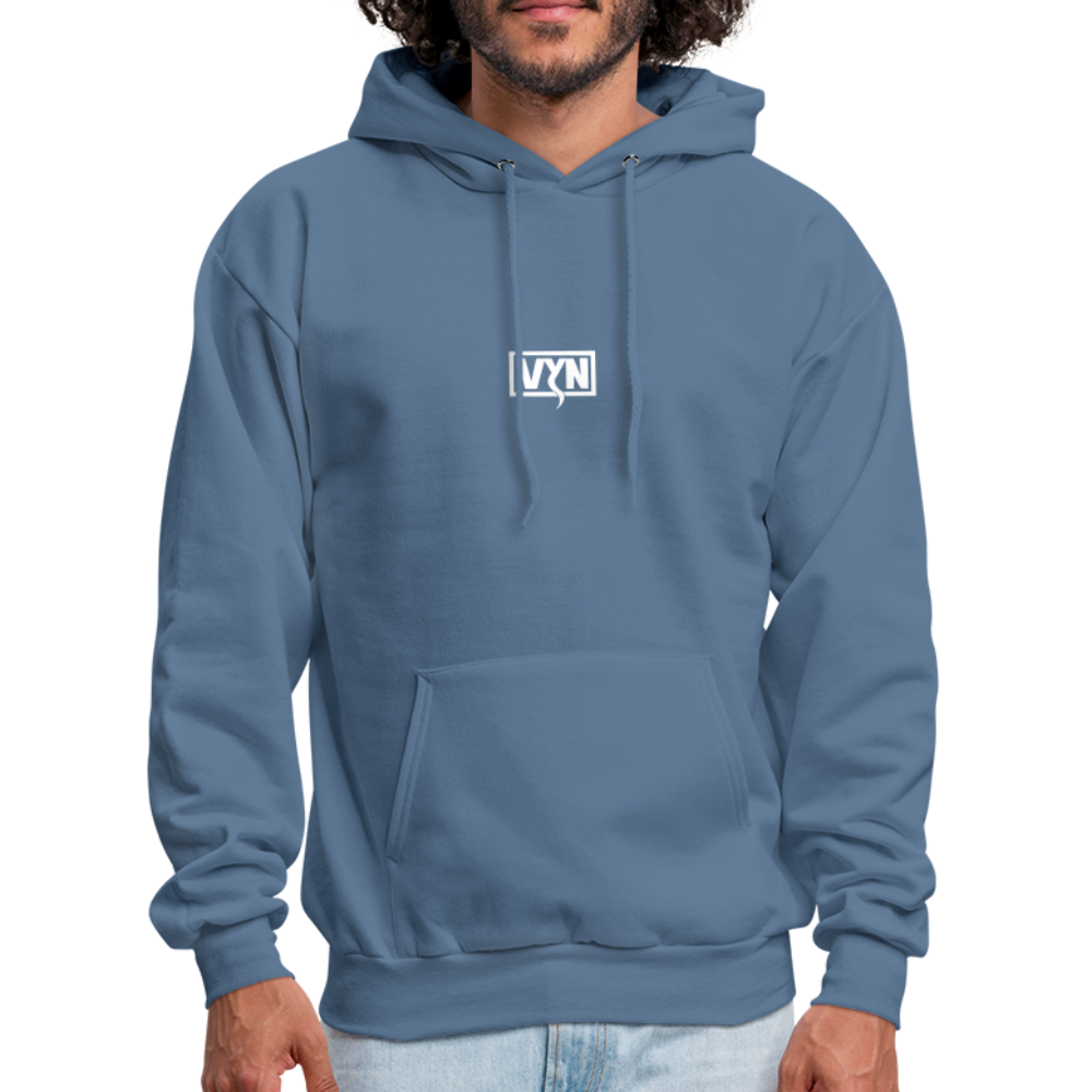 VYN Men's Hoodie white logo - denim blue